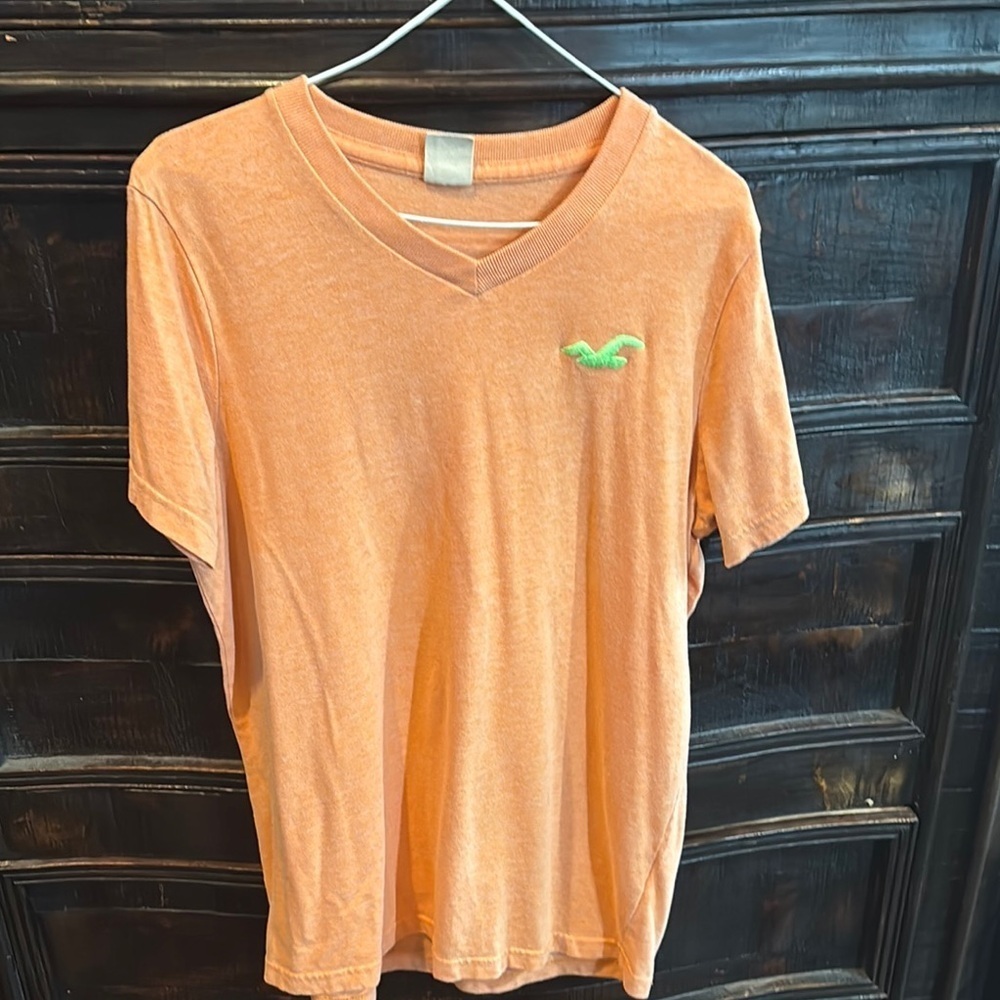 Hollister Orange and Green Short Sleeve Tee